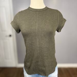 Everlane Shrunken Tee in Cozy Waffle, Heather Beech, S